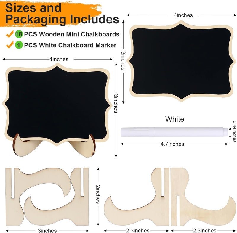Herda 18 PCS Mini Chalkboard Signs with Easel Stand, Wooden Blackboard Labels for Wedding Celebration, Name/Place Cards, Food Labels for Party Buffet, Reusable Signs/Message Boards/Table Numbers etc. - Image 3